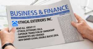 Ethical Exteriors Inc Newsletter - Change in ownership